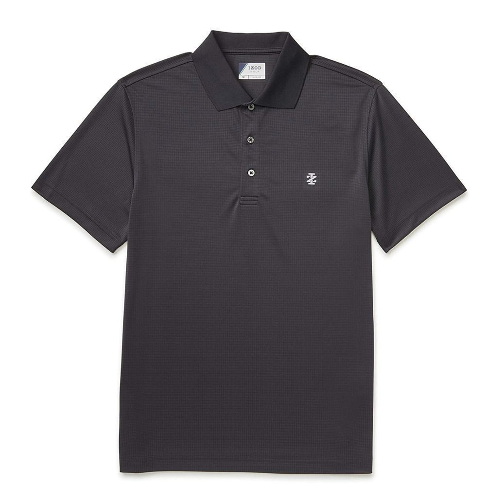 NWT IZOD Comfort Stretch Golf Black Short Sleeve UPF Polo Size Large